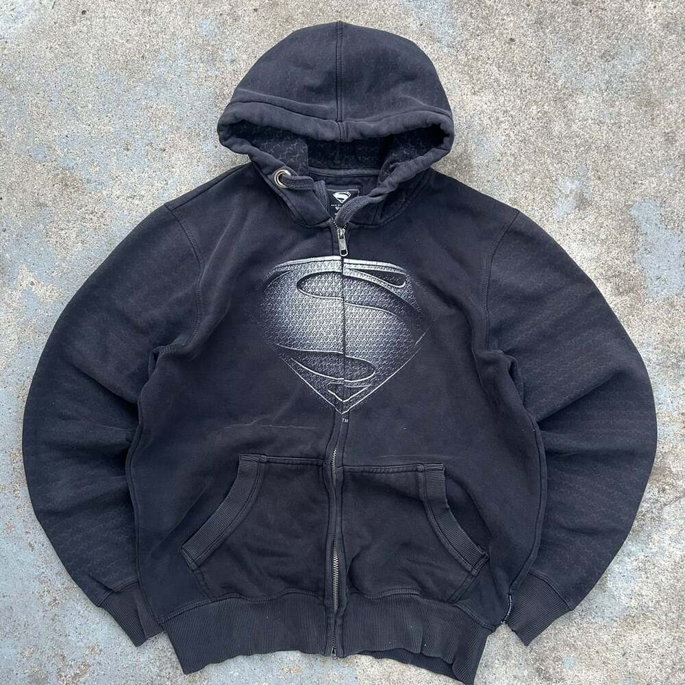 Y2k Superman Zip Up Hoodie Aop Grunge